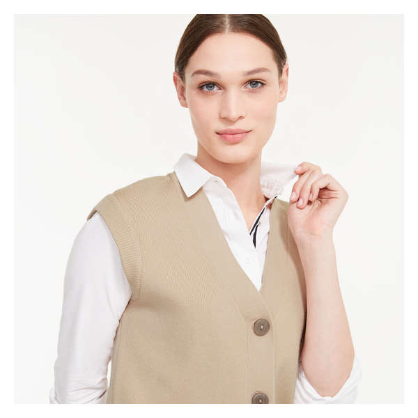 Button Vest Cardi - Pale Grey